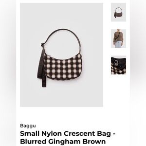 BAGGU Small Crescent, Blurred Gingham Brown